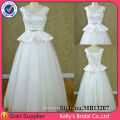 elegant bead 2 pieces satin top tulle skirt wedding dresses formal dresses